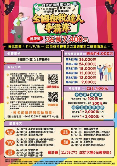 114年度統一發票推行暨「全國租稅達人爭霸賽」活動海報