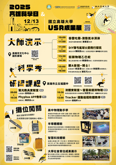轉知~國立高雄大學舉辦「高 雄科學日暨國立高雄大學USR成果展」圖片