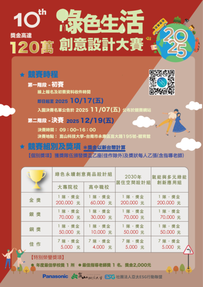 崑山科技大學「第十屆2025綠色生活創意設計大賽」海報
