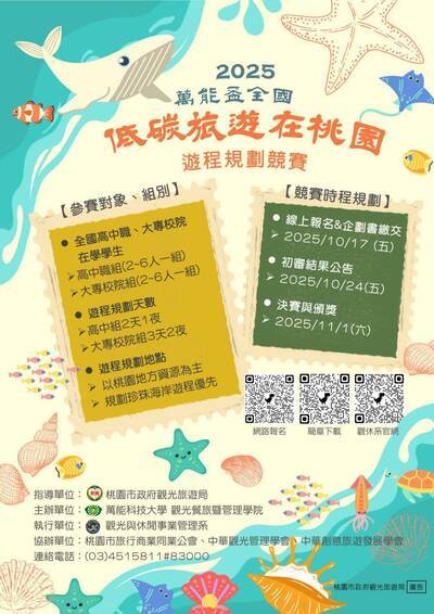 「2025萬能盃全國『低碳旅遊在桃園』遊程規劃競賽」海報