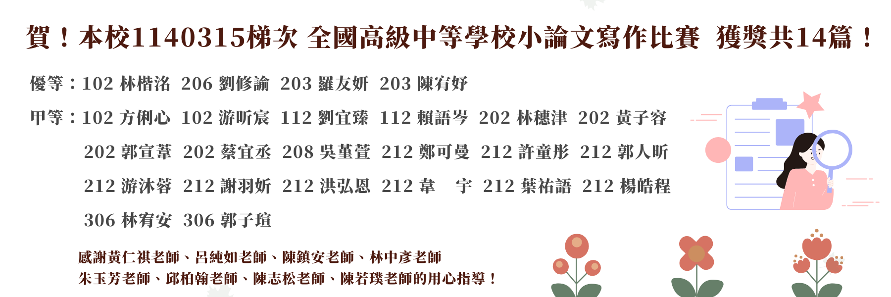 1140315小論文寫作得獎名單